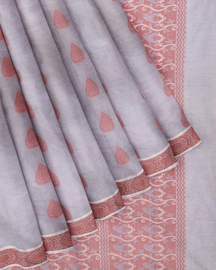 Coimbatore Cotton Butta Saree - Light Grey - {{ collection.title }} by Prashanti Sarees