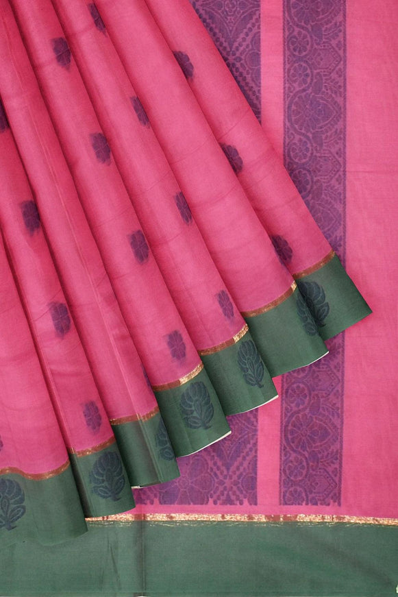 Coimbatore Cotton Butta Saree - Light Pink - {{ collection.title }} by Prashanti Sarees