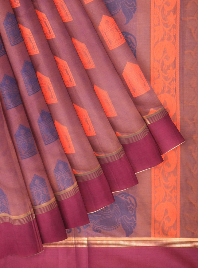 Coimbatore Cotton Butta Saree - Light Purple - {{ collection.title }} by Prashanti Sarees