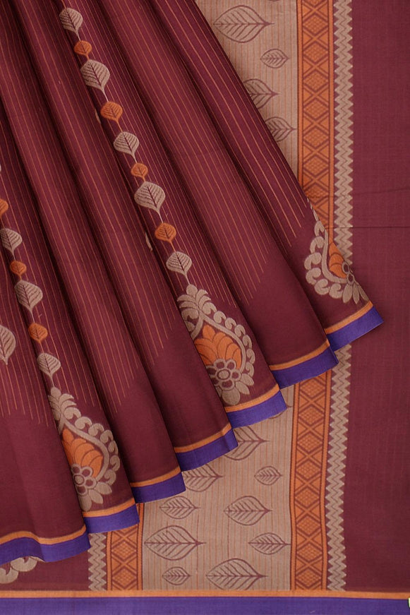 Coimbatore Cotton Butta Saree - Maroon - {{ collection.title }} by Prashanti Sarees