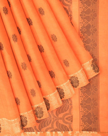 Coimbatore Cotton Butta Saree - Orange - {{ collection.title }} by Prashanti Sarees