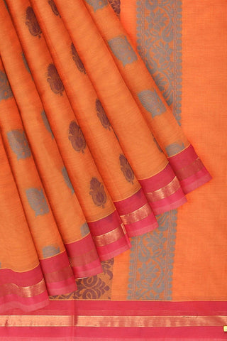 Coimbatore Cotton Butta Saree  - Orange