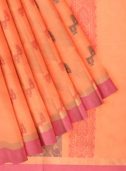 Coimbatore Cotton Butta Saree - Orange - {{ collection.title }} by Prashanti Sarees