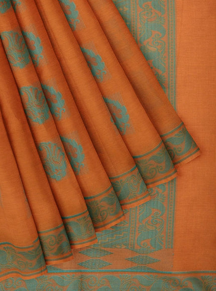 Coimbatore Cotton Butta Saree - Orange - {{ collection.title }} by Prashanti Sarees