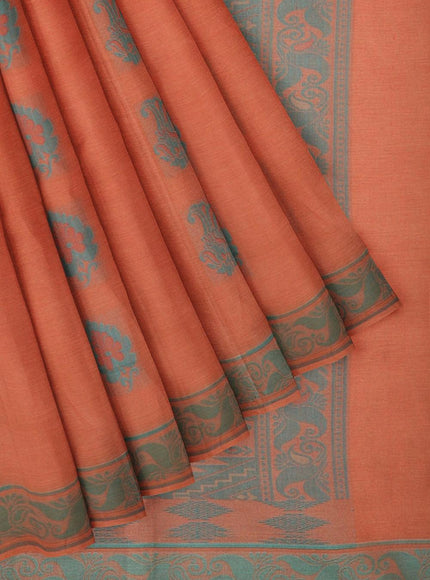 Coimbatore Cotton Butta Saree - Orange - {{ collection.title }} by Prashanti Sarees