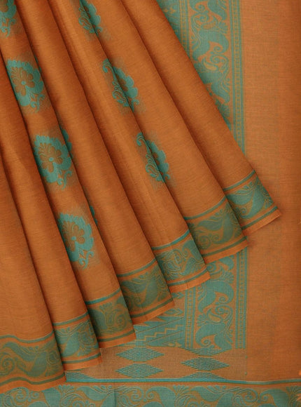 Coimbatore Cotton Butta Saree - Orange - {{ collection.title }} by Prashanti Sarees