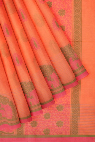 Coimbatore Cotton Butta Saree - Orange