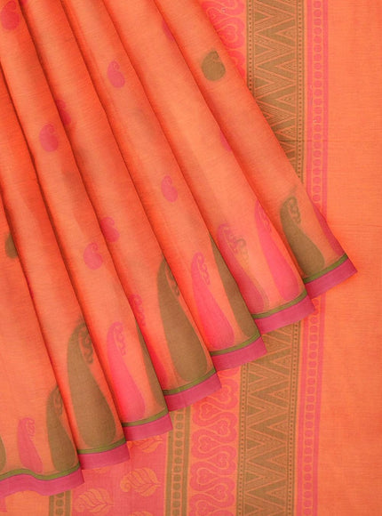 Coimbatore Cotton Butta Saree - Orange - {{ collection.title }} by Prashanti Sarees