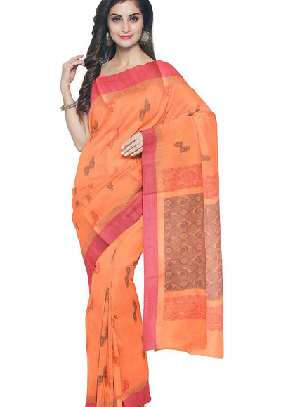 Coimbatore Cotton Butta Saree - Orange - {{ collection.title }} by Prashanti Sarees