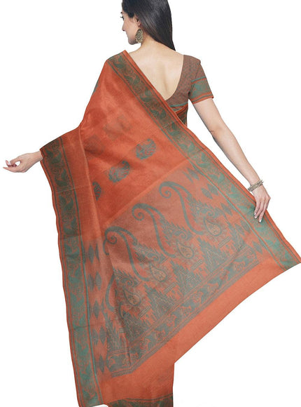 Coimbatore Cotton Butta Saree - Orange - {{ collection.title }} by Prashanti Sarees