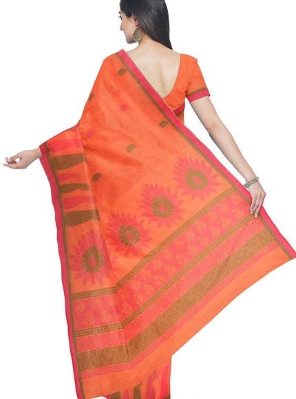 Coimbatore Cotton Butta Saree - Orange - {{ collection.title }} by Prashanti Sarees