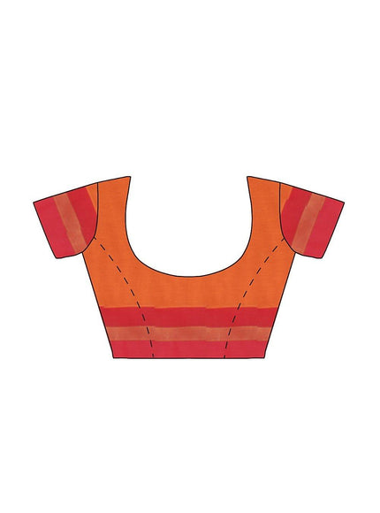 Coimbatore Cotton Butta Saree - Orange - {{ collection.title }} by Prashanti Sarees