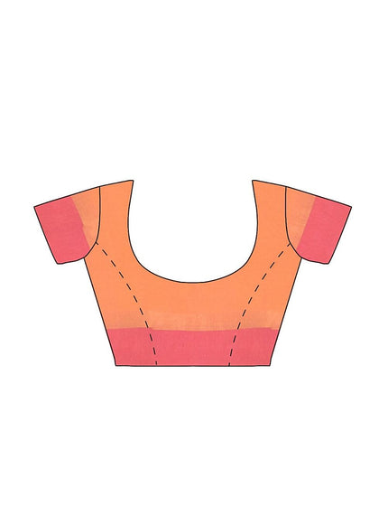 Coimbatore Cotton Butta Saree - Orange - {{ collection.title }} by Prashanti Sarees