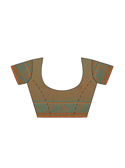 Coimbatore Cotton Butta Saree - Orange - {{ collection.title }} by Prashanti Sarees