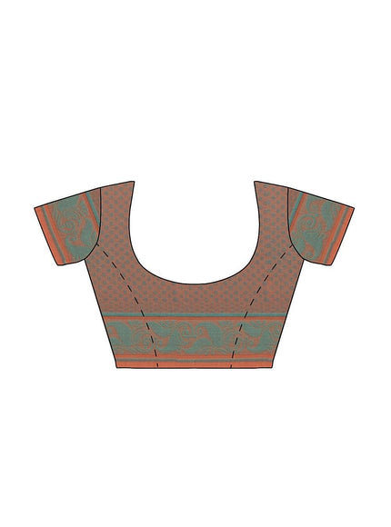 Coimbatore Cotton Butta Saree - Orange - {{ collection.title }} by Prashanti Sarees