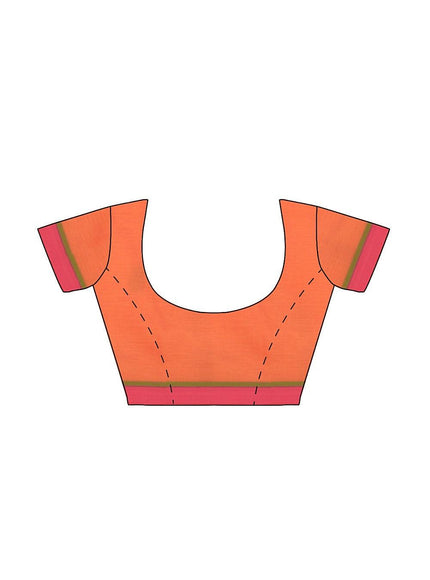 Coimbatore Cotton Butta Saree - Orange - {{ collection.title }} by Prashanti Sarees