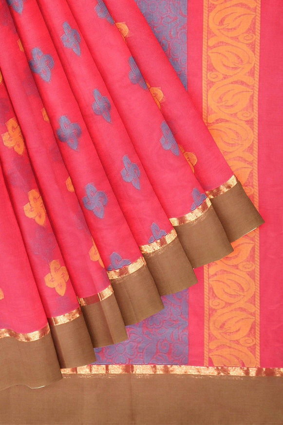 Coimbatore Cotton Butta Saree - Pink - {{ collection.title }} by Prashanti Sarees