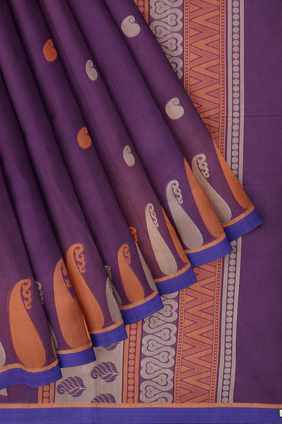 Coimbatore Cotton Butta Saree - Purple with Blue Shade - {{ collection.title }} by Prashanti Sarees