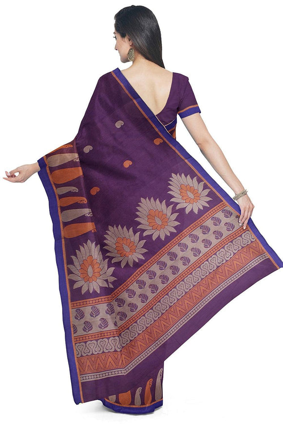 Coimbatore Cotton Butta Saree - Purple with Blue Shade - {{ collection.title }} by Prashanti Sarees