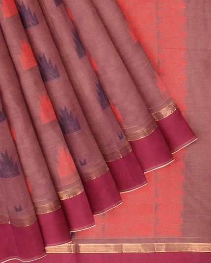 Coimbatore Cotton Butta Saree - Purple with white Shade - {{ collection.title }} by Prashanti Sarees