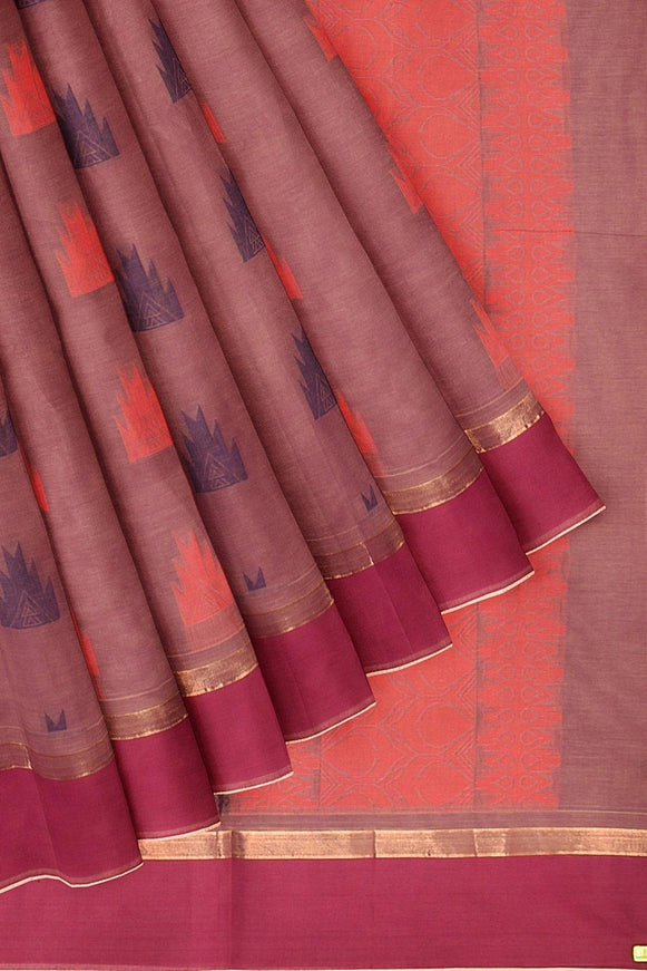 Coimbatore Cotton Butta Saree - Purple with white Shade - {{ collection.title }} by Prashanti Sarees