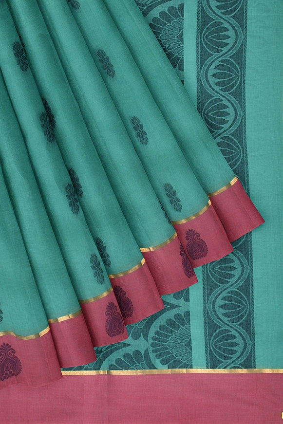 Coimbatore Cotton Butta Saree - Rama Green - {{ collection.title }} by Prashanti Sarees