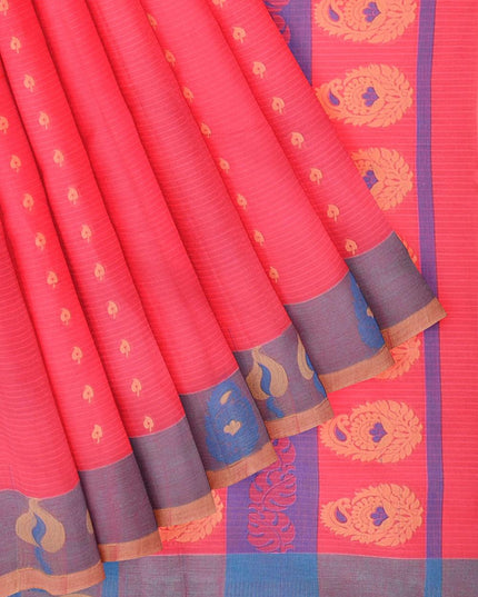 Coimbatore Cotton Butta Saree - Red - {{ collection.title }} by Prashanti Sarees