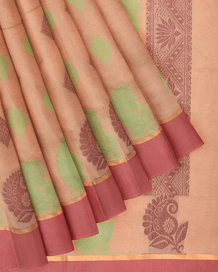Coimbatore Cotton Butta Saree - Sandal - {{ collection.title }} by Prashanti Sarees
