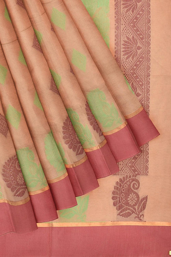 Coimbatore Cotton Butta Saree - Sandal - {{ collection.title }} by Prashanti Sarees