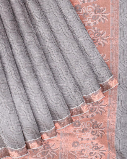 Coimbatore Cotton Copper Zari Saree - Grey - {{ collection.title }} by Prashanti Sarees