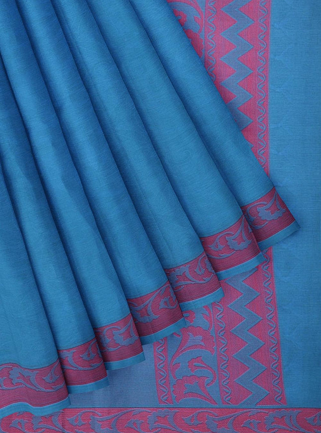 Coimbatore Cotton Emboss Saree - Blue - {{ collection.title }} by Prashanti Sarees