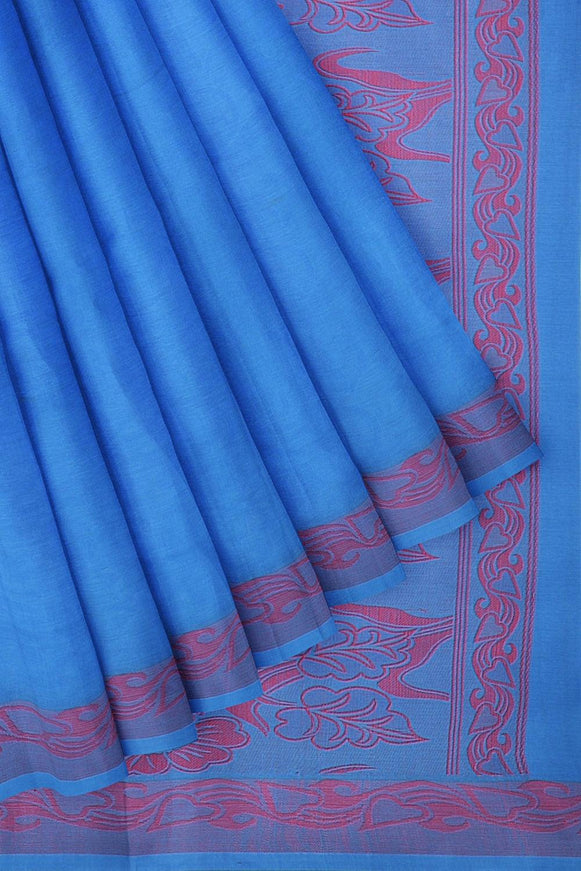 Coimbatore Cotton Emboss Saree - Blue - {{ collection.title }} by Prashanti Sarees