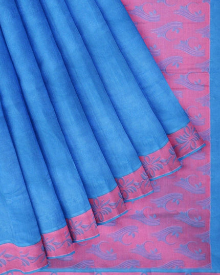 Coimbatore Cotton Emboss Saree - Blue - {{ collection.title }} by Prashanti Sarees