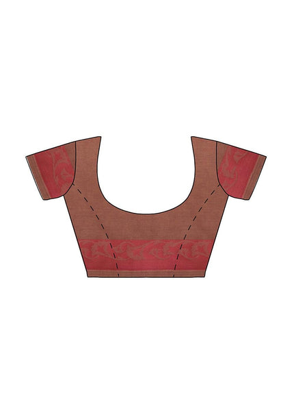 Coimbatore Cotton Emboss Saree - Brown - {{ collection.title }} by Prashanti Sarees