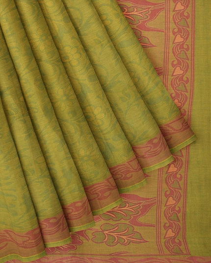 Coimbatore Cotton Emboss Saree - Green - {{ collection.title }} by Prashanti Sarees