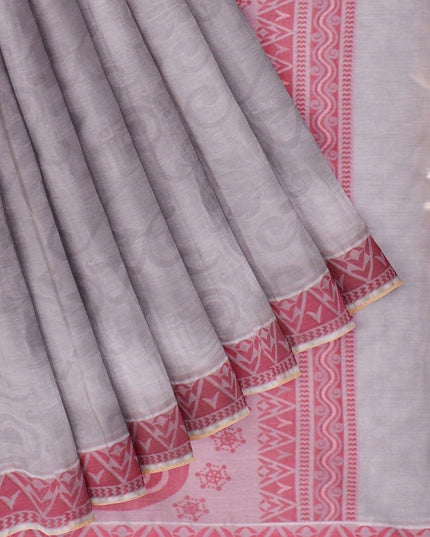 Coimbatore Cotton Emboss Saree - Grey - {{ collection.title }} by Prashanti Sarees