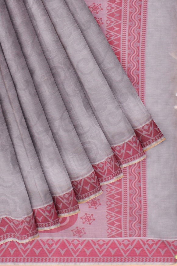 Coimbatore Cotton Emboss Saree - Grey - {{ collection.title }} by Prashanti Sarees