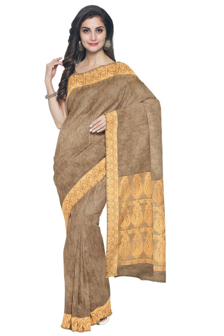 Coimbatore Cotton Emboss Saree - Grey - {{ collection.title }} by Prashanti Sarees