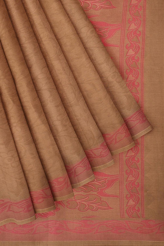 Coimbatore Cotton Emboss Saree - Khaki - {{ collection.title }} by Prashanti Sarees