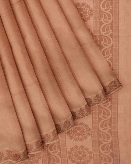Coimbatore Cotton Emboss Saree - Khaki - {{ collection.title }} by Prashanti Sarees