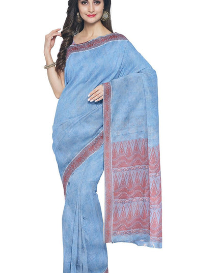 Coimbatore Cotton Emboss Saree - Light Blue - {{ collection.title }} by Prashanti Sarees
