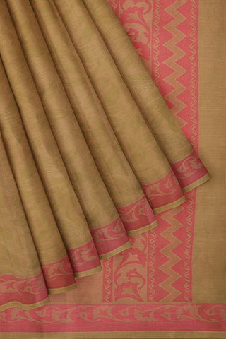 Coimbatore Cotton Emboss Saree - Olive Green