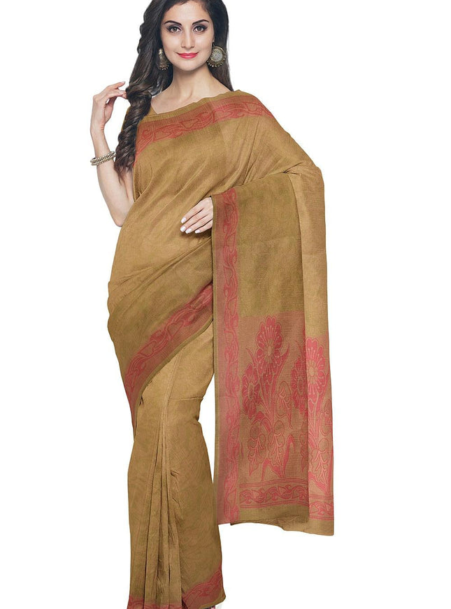 Coimbatore Cotton Emboss Saree - Olive Green - {{ collection.title }} by Prashanti Sarees