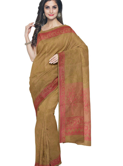 Coimbatore Cotton Emboss Saree - Olive Green - {{ collection.title }} by Prashanti Sarees