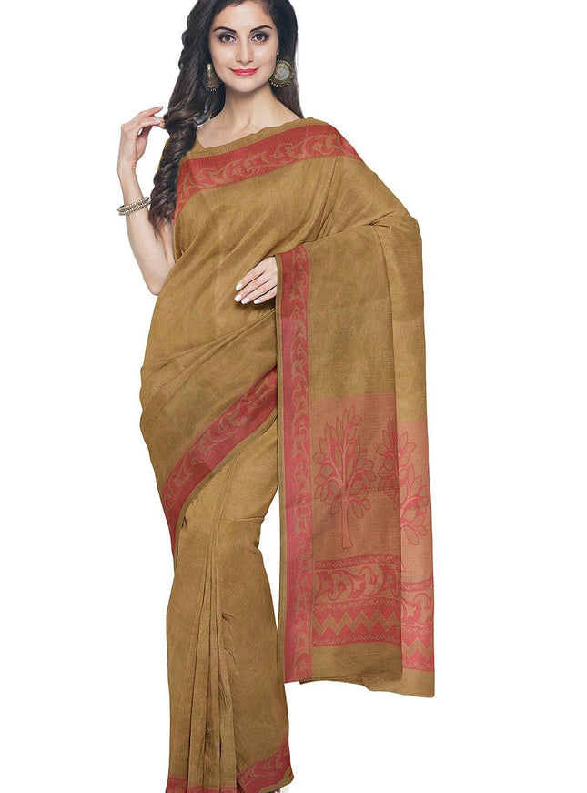 Coimbatore Cotton Emboss Saree - Olive Green - {{ collection.title }} by Prashanti Sarees