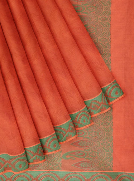 Coimbatore Cotton Emboss Saree - Orange - {{ collection.title }} by Prashanti Sarees