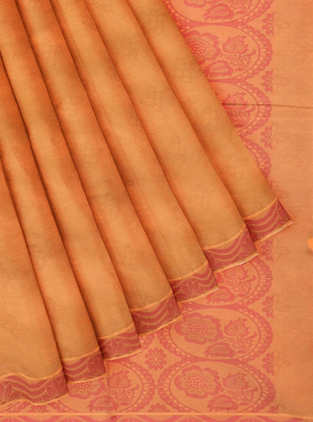 Coimbatore Cotton Emboss Saree - Orange - {{ collection.title }} by Prashanti Sarees