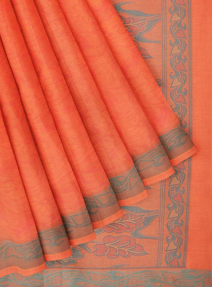 Coimbatore Cotton Emboss Saree - Orange - {{ collection.title }} by Prashanti Sarees