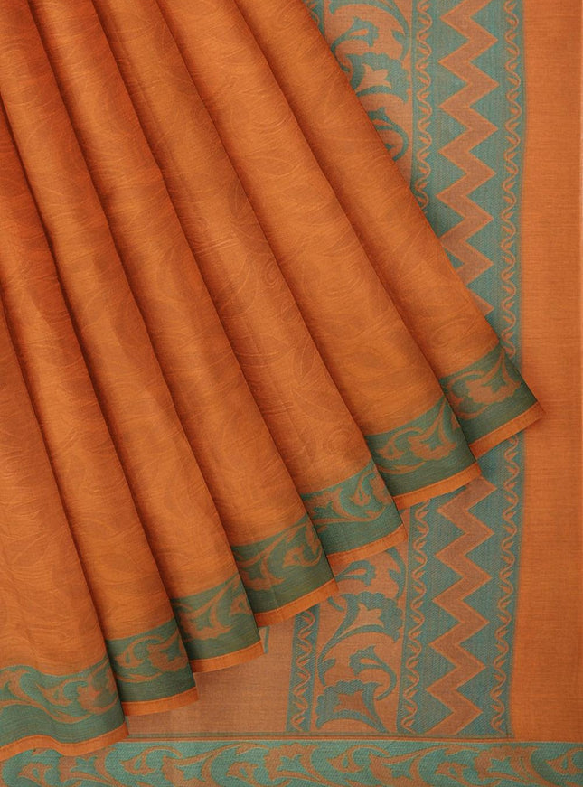 Coimbatore Cotton Emboss Saree - Orange - {{ collection.title }} by Prashanti Sarees
