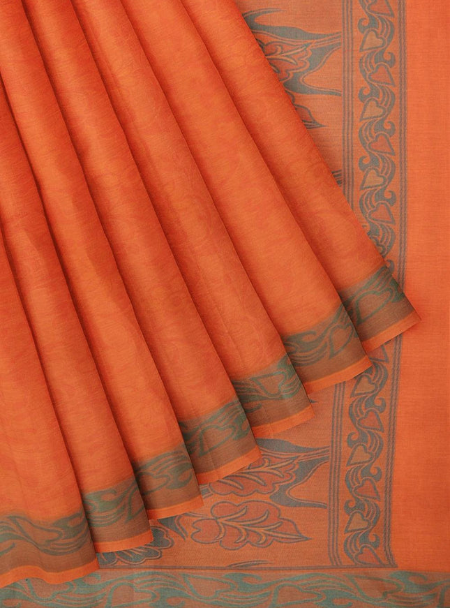 Coimbatore Cotton Emboss Saree - Orange - {{ collection.title }} by Prashanti Sarees